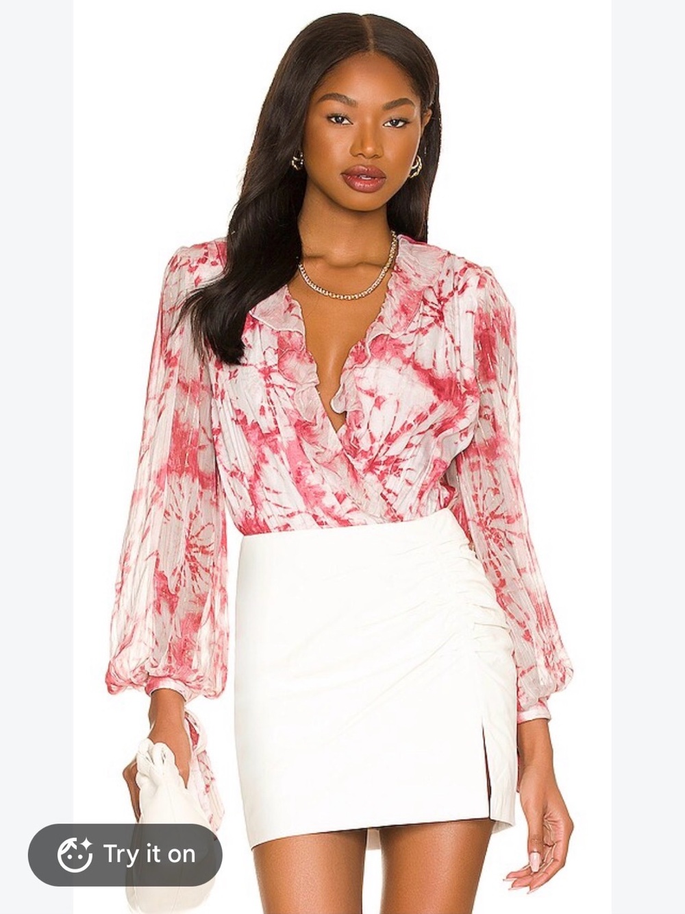 NWT Rococo Sand Pink Marble Surplice Ruffle Bodysuit